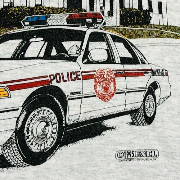 Vintage 1995 Police Car Graphic Short Sleeve Tee - Picture 4 of 6